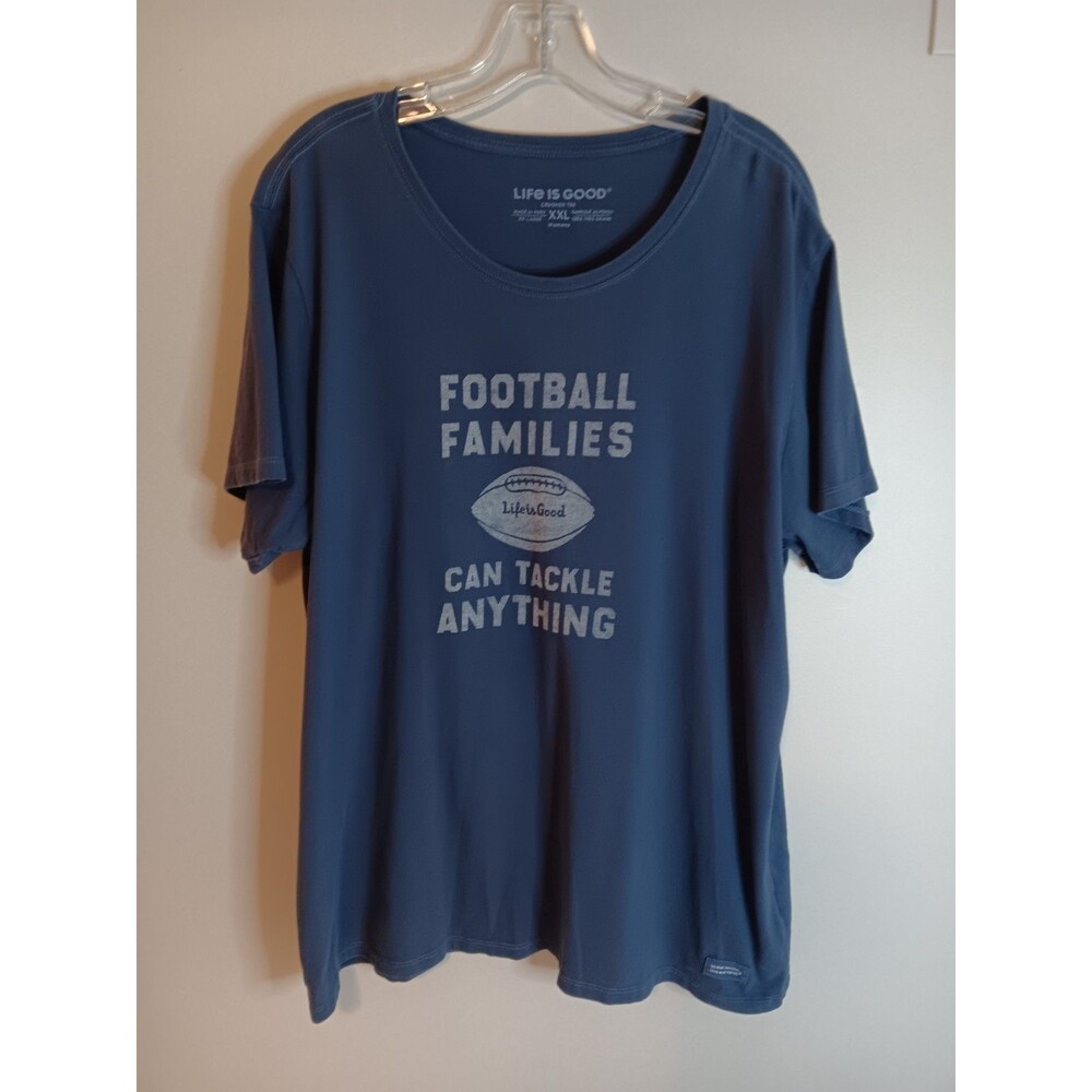 Life Is Good Blue Sz XXL Blue Football Families Tackle Anything Unisex